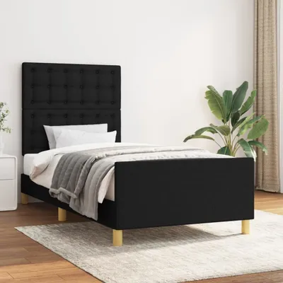 Produktbild von Bettgestell mit Kopfteil Schwarz 100x200 cm Stoff , Klassische Betten Design 2024