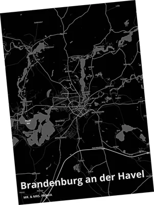Produktbild von Mr. & Mrs. Panda Ansichtskarte Brandenburg an der Havel - Geschenk, Kunstkarten, Fotokarte, Postkarte, Postkarten, Grußkarte, Stadt Dorf Karte Landkarte Map Stadtplan