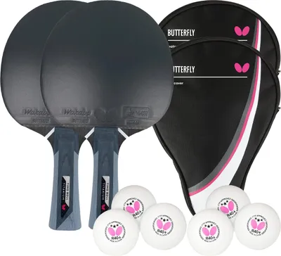 Produktbild von Butterfly 2x Timo Boll Titanium Tischtennisschläger + 2x Tischtennishülle Drive Case I + 6x 40+ 3*** Bälle