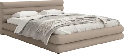 Produktbild von Selsey ALEGRE – Polsterbett mit Chenille-Bezug und Stauraum, Beige, 160x200 cm