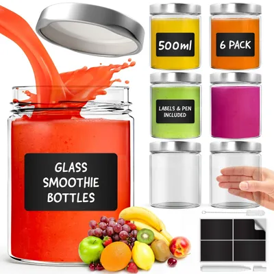 6er-Pack Glasflaschen 500ml mit luftdichtem Deckel