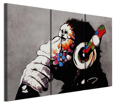 Immagine prodotto di LUMASOUL Quadri su tela con motivi naturali, Quadri da Parete per Soggiorno e Camera da Letto, Quadri 90x60 cm Banksy