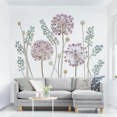 Produktbild von Fototapete Blumen - Vliestapete - Bildtapete UV-beständig Pflanzen pastell Vintage Wandtapete geruchsfrei