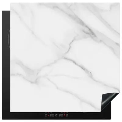 Obrázek produktu pro KitchenYeah® Kryt varné desky mramor - strukturovaný - bílý - šedý - kámen - mramorový vzhled, 78x78cm, dekorace do kuchyně, keramický kryt varné desky, kryt varné desky
