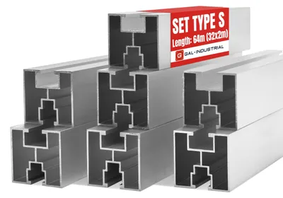 Immagine prodotto di GAL-INDUSTRIAL | Profilo in alluminio per montaggio fotovoltaico – Tipo S – 64 m – Taglio su misura – SET 32x2m