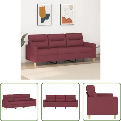 Produktbild von The Living Store 3-Sitzer-Sofa Weinrot 180 cm Stoff