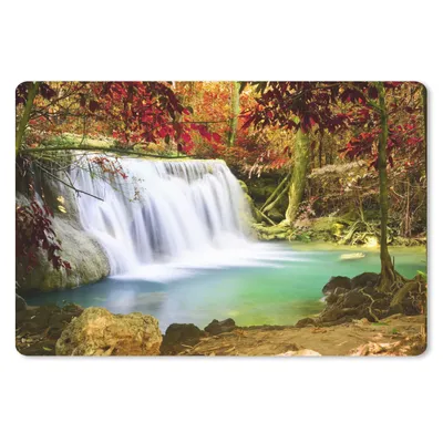 Produktbild von MuchoWow® Schreibtischunterlage Herbst - Wasserfall - Natur 60x40 cm - XXL Mauspad - Großes Mauspad