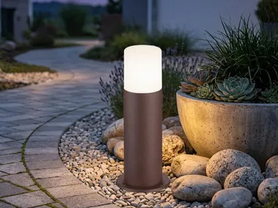 Produktbild von E27 Sockelleuchte aus Aluminium Rostoptik, Höhe 30cm zur Garten Wegbeleuchtung