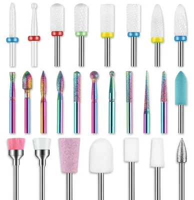 Zdjęcie produktu dla Zestaw frezów do manicure – 26 sztuk, ceramiczne i diamentowe frezy do akrylu i żeli