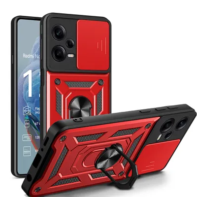 Produktbild von Outdoor Hülle Xiaomi Redmi Note 12 Pro+ Handyhülle mit Kameraschutz Ringhalter Rot