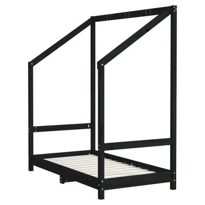 Obrázok produktu pre detská postieľka vidaXL Black 70x140 cm z masívneho borovicového dreva