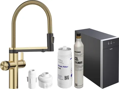 Produktbild von Blanco Set Trinkwasserarmatur Choice Icona Satin Gold + Kühl- und Karbonisierungseinheit Choice.All