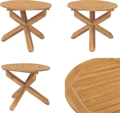 Image de vidaXL Table de jardin Ø90x75 cm Teck massif - Table de jardin - Table de jardin - Table en bois