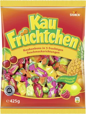 Produktbild von Storck Kau Früchtchen Kaubonbons in 5 Geschmacksrichtungen 425g