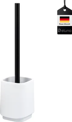 Image de Ensemble WC eluno VALONA, brosse WC avec 1 tête de rechange noire, en plastique robuste blanc