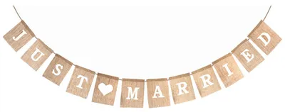 Produktbild von Just Married Girlande Leinen Vintage Hochzeitsdeko Banner für Party & Feier