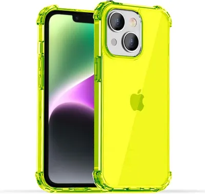 Image de Smartphonica iPhone 14 Plus transparent
  housse en silicone antichoc avec bumper - jaune fluo