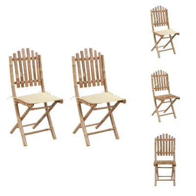 Produktbild von vidaXL Klappbare Gartenstühle 2 Stk. mit Kissen Bambus -  Gartenstühle