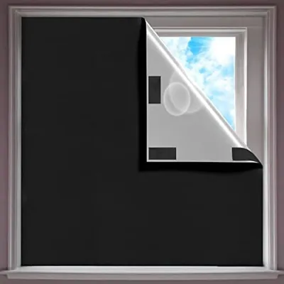 Produktbild von PolkaHome® Tragbares Verdunkelungsrollo ohne Bohren, 300 x 145 cm, 100% lichtdicht, Sonnenschutz, Schwarz