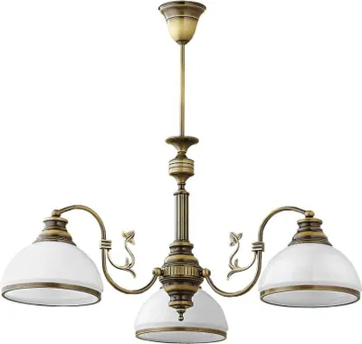 Produktbild von Hängelampe Jugendstil Metall Glas elegant Messing antik 3-flammig E27 Pendelleuchte Esszimmer Wohnzimmer