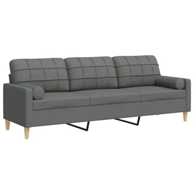 Produktbild von vidaXL Sofa 3-Sitzer mit Zierkissen Dunkelgrau 210 cm Stoff