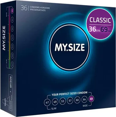 Zdjęcie produktu dla Prezerwatywy MY.SIZE Classic rozmiar 7 | szerokość 69 mm | opakowanie zbiorcze 36 sztuk | naturalne wrażenia, niezwykle delikatne | cienka ścianka o grubości 0,07 mm