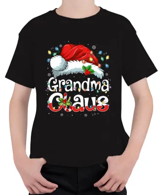Produktbild von Grandma Claus Weihnachten Oma Geschenk Lichterkette Zuckerstange Kinder T-Shirt, Schwarz, 104