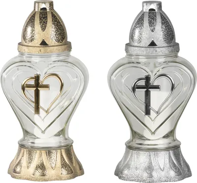 Productafbeelding van Graflicht Heart, helder glas, 40 h, 110 g, 33 cm, verschillende kleuren - Set van 4 stuks