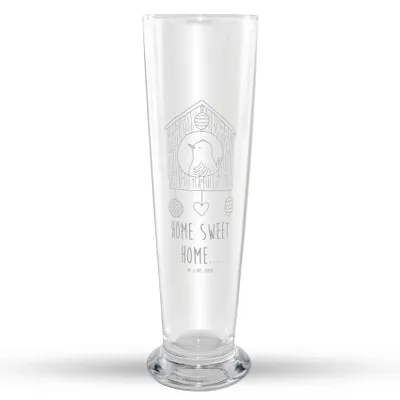 Produktbild von Mr. & Mrs. Panda Bierglas Vogelhaus Home - Transparent - Geschenk, Weizenbier Glas, Sweet, Bier, Mr Mrs Weizenglas, Umzug, Einzugsgeschenk, Haus, Lustige Sprüche, Vogel