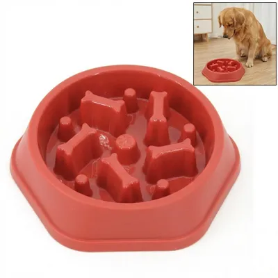 Obrázek produktu pro Miska proti hltání pro psy a kočky, miska na krmení červená 23 cm, pomalé krmení