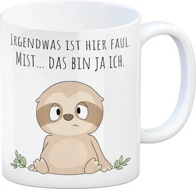 Produktbild von Faultier Kaffeebecher mit Spruch Ich bin faul