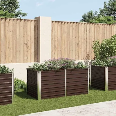 Produktbild von Hochbeet Metall 160x80x77 cm, Garten Hochbeet aus Verzinkter Stahl Braun, Rechteck, Gemüsebeet Pflanzbeet Blumenbeet für Gemüse Obst Kräuter & Blumen