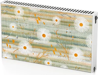 Produktbild von Gänseblümchenzweige – Magnetische Heizkörperabdeckung – 100x60 cm – Magnet Heizkörperabdeckung – 3D Würfel – Heizkörperverkleidung – Magnetische Wandverkleidung – Wetterfest
