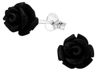Produktbild von Rosen Ohrstecker: Ohrringe Silber 925 Schwarz