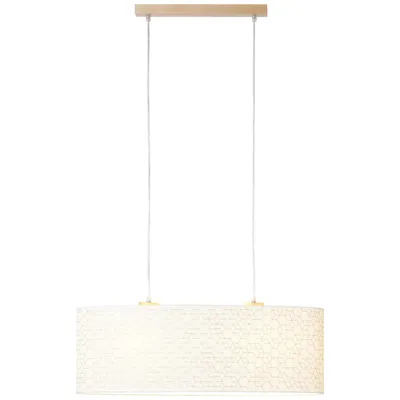 Produktbild von BRILLIANT Galance Pendelleuchte 2flg holz hell/weiß Innenleuchten,Pendelleuchten,-Balken | 2x A60, E27, 40W, geeignet für Normallampen (nicht enthalten) | Edler Strukturschirm aus echter Vinyl-Tapete