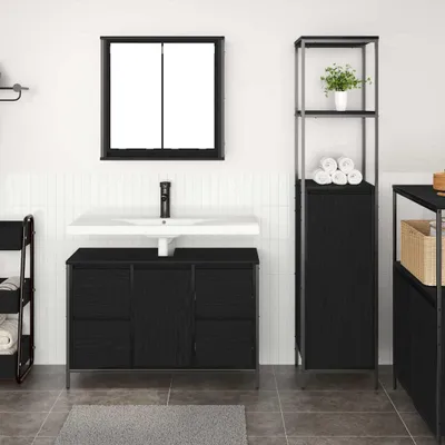 Imagen del producto de Maison Exclusive - Mueble de baño con cajón y estante, 2 unidades, color roble