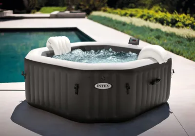 Produktbild von HAF PureSpa DeLuxe HWS 800 | 180 x 180 x 71 cm für 4 Personen | Aufblasbarer Whirlpool | Stromsparender Outdoor Pool | Ganzjähriger Einsatz
