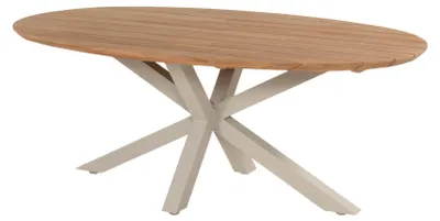 Produktbild von Ovaler Gartentisch San Sebastian | 200x120cm | Sand | Aluminium und Teakholz | Hartman