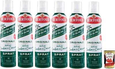 Produktbild von Bertolli Extra natives Olivenöl Spray Original, 6er Pack (6 x 200 ml) + Italian Gourmet polpa 400g