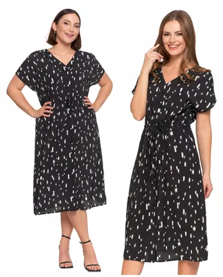 Produktbild von Kleid - Sommerkleid Größe S - Damenkleid schwarz - Midikleid - gemustertes Kleid
