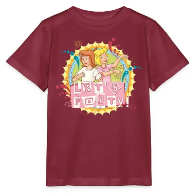 Produktbild von Spreadshirt Bibi Und Tina Let's Party Kinder Basic T-Shirt, 122/128 (7-8 Jahre), Burgunderrot