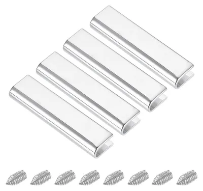 4 Riemenendkappen, Zinklegierung, Chrom, 39x9x5,8 mm