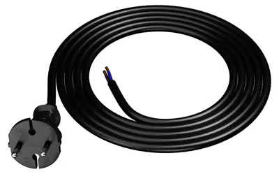 Produktbild von Anschlusskabel 1,5 m mit geradem Stecker 230 V 16 A Typ E 2 × 1,5 mm² H07BQ-F PP-21 schwarz W-98577
