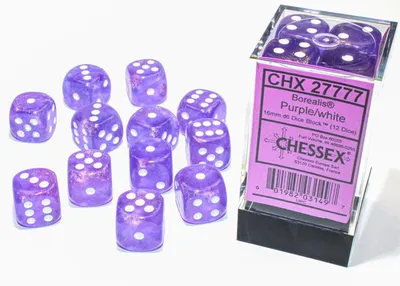 Produktbild von Chessex W6x12 Würfelset Borealis Violett/Weiß