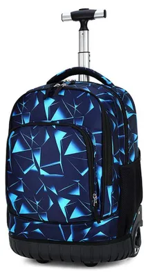Image de Sac à dos scolaire avec roulettes - Grande capacité - Trolley réglable - 31x21x48 cm