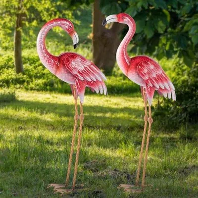 Produktbild von Gartenfigur Flamingo - Metallische Gartenornamente für Rasen und Teich