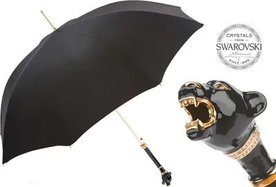 Produktbild von r Pasotti-Herrenschirm „Black Panther“ mit Swarovski-Steinen, handgefertigt in Italien