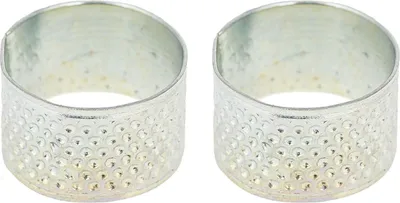 Productafbeelding van Metalen Vingerhoedjes - Vingerbeschermer Naaien - Bescherming Handwerk - Veiligheidsribbels - 2 stuks - Metaal