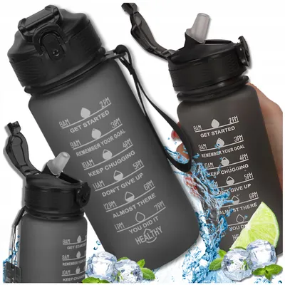 Produktbild von Tressari Motivationsflasche 600ml Sport Tritan BPA-frei Schwarz