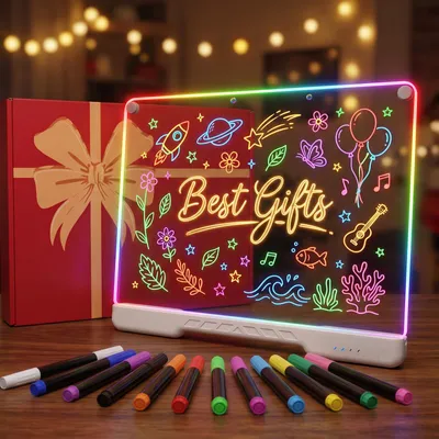 LED-Lichttafel 35x25 cm, wiederaufladbar, 7+3 Modi, mit Zubehör